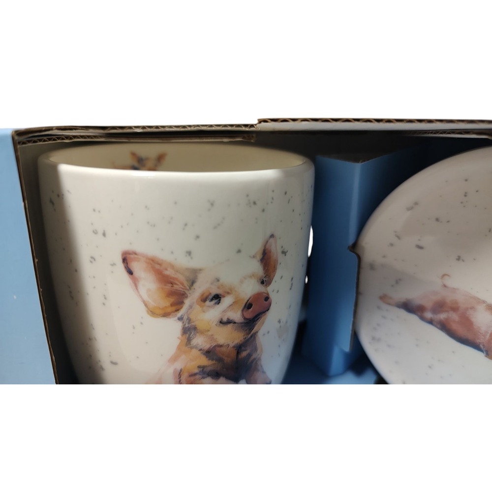 Kent Pottery Pig Mug and Coaster Simple and Sweet New In box Ten Oz‎ Two Pieces - Picture 3 of 14